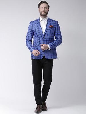 blue checkered single breasted casual blazer - 17425437 - Standard Image - 4