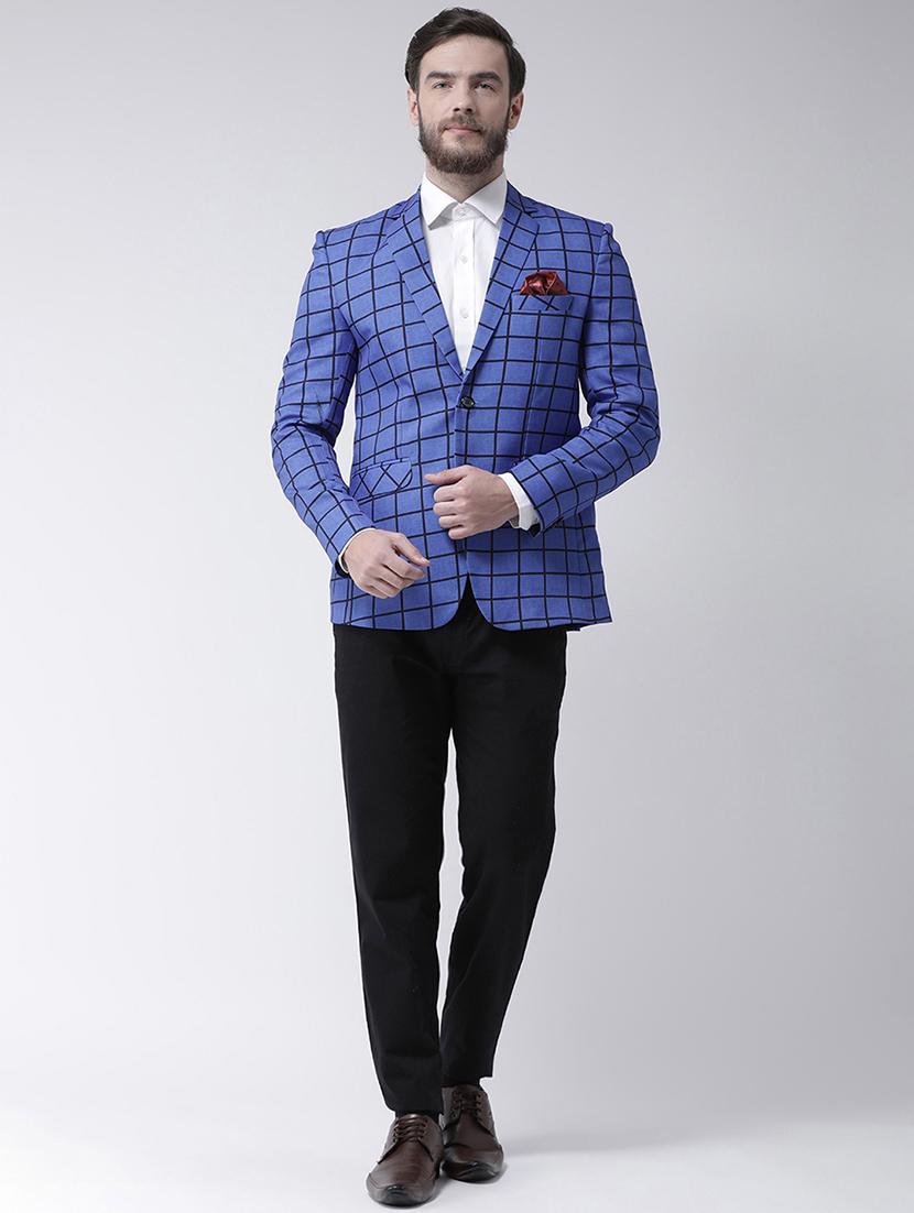 blue checkered single breasted casual blazer - 17425437 - Zoom Image - 4