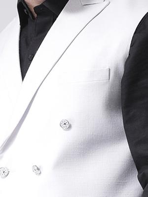 white solid double breasted waist coat - 17425442 - Standard Image - 5
