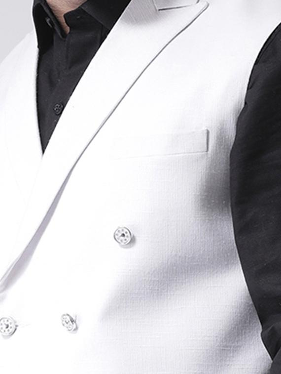 white solid double breasted waist coat - 17425442 - Zoom Image - 5