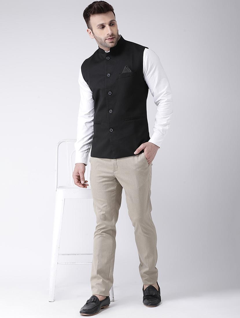 black solid nehru jacket - 17425446 - Zoom Image - 4