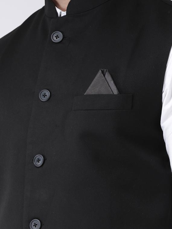 black solid nehru jacket - 17425446 - Zoom Image - 5