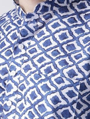 blue printed short kurta - 17425449 - Standard Image - 5