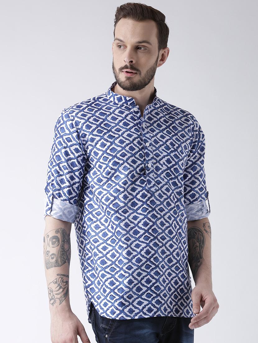 blue printed short kurta - 17425449 - Zoom Image - 2