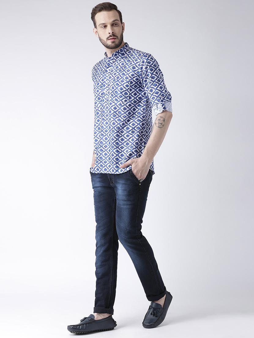 blue printed short kurta - 17425449 - Zoom Image - 4