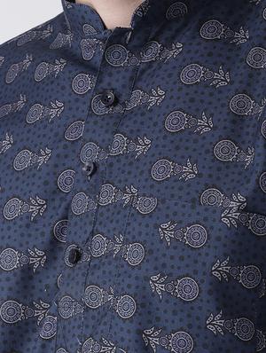 navy blue printed short kurtas - 17425450 - Standard Image - 5