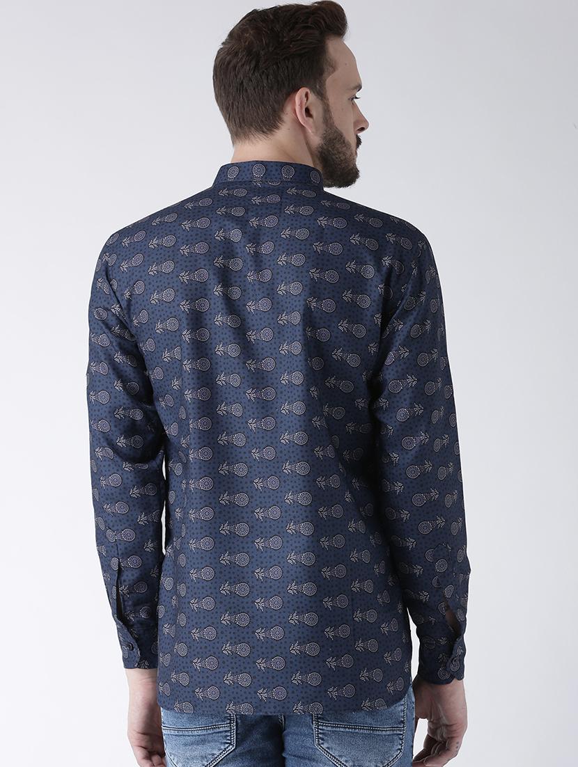 navy blue printed short kurtas - 17425450 - Zoom Image - 3