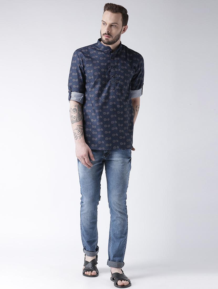 navy blue printed short kurtas - 17425450 - Zoom Image - 4