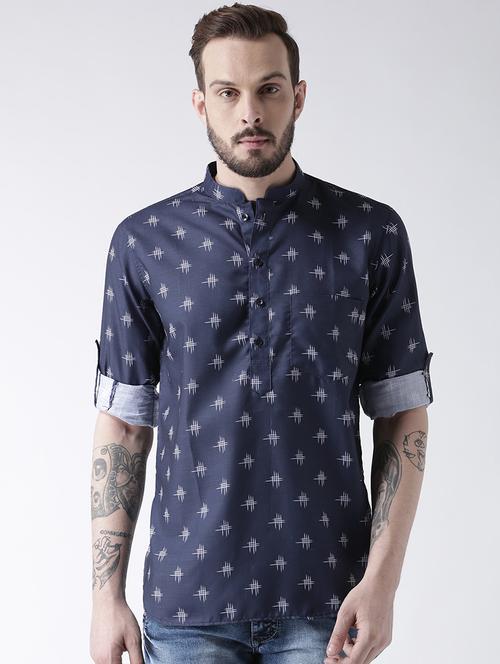 navy blue printed short kurtas - 17425451 - Standard Image - 1