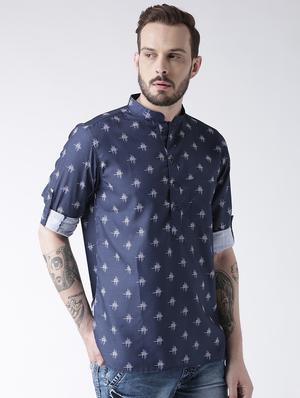 navy blue printed short kurtas - 17425451 - Standard Image - 2