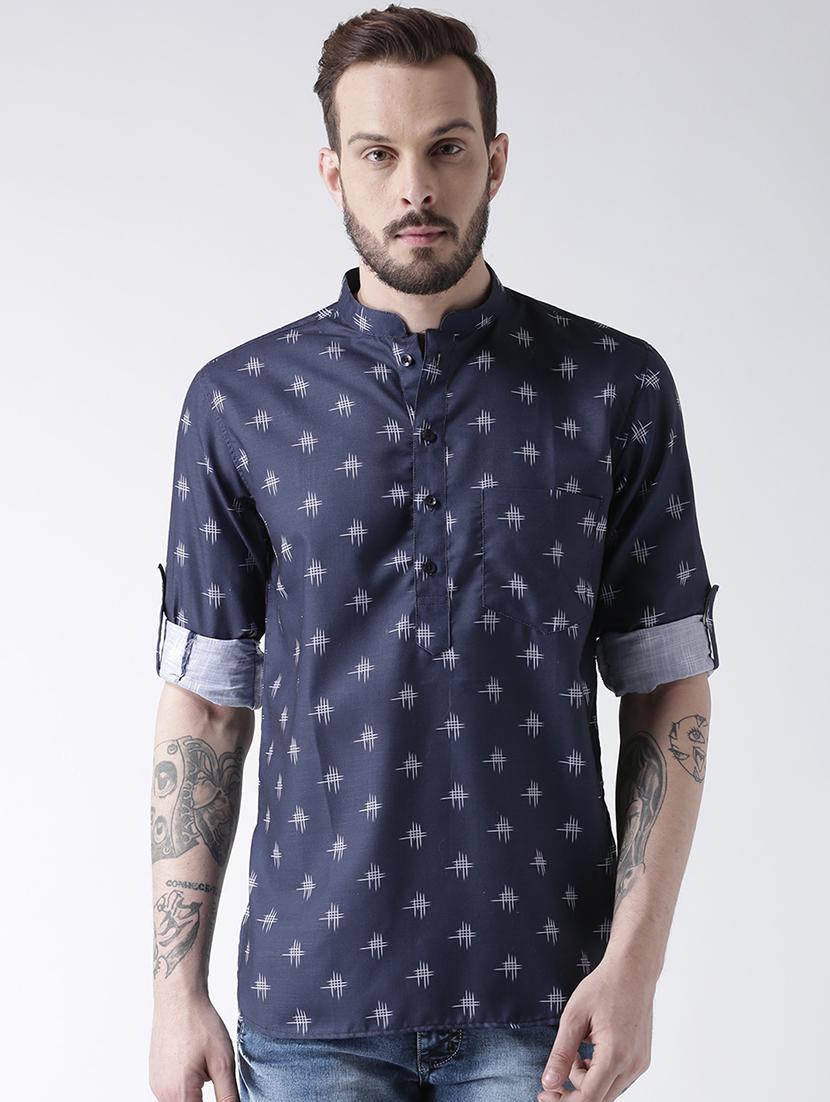 navy blue printed short kurtas - 17425451 - Zoom Image - 1
