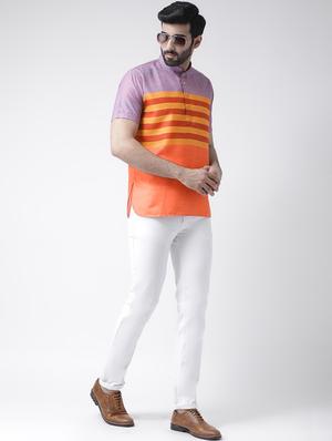 multi colored striped short kurta - 17425453 - Standard Image - 4