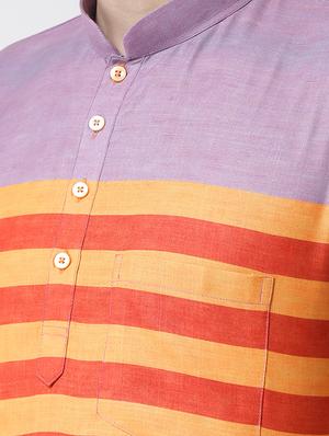 multi colored striped short kurta - 17425453 - Standard Image - 5