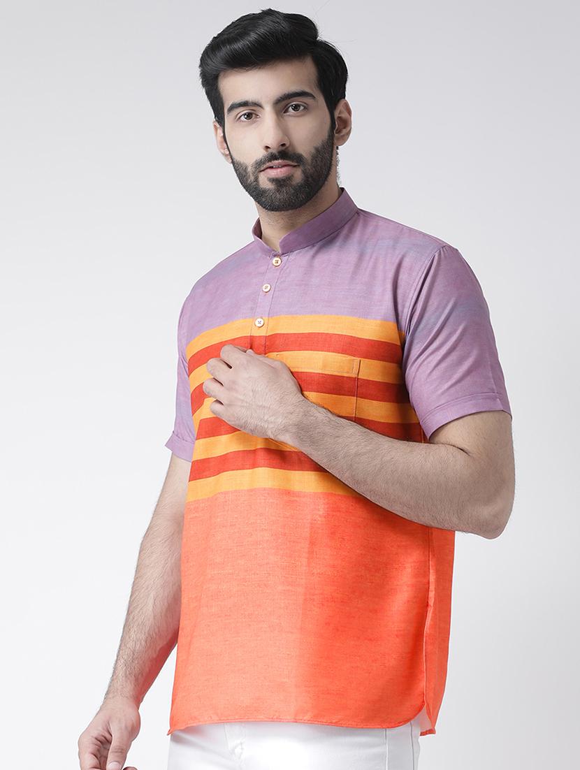 multi colored striped short kurta - 17425453 - Zoom Image - 2