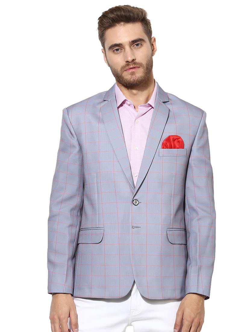 grey checkered silk blend casual blazer - 17425459 - Zoom Image - 1