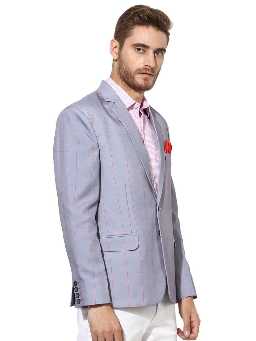 grey checkered silk blend casual blazer - 17425459 - Zoom Image - 2