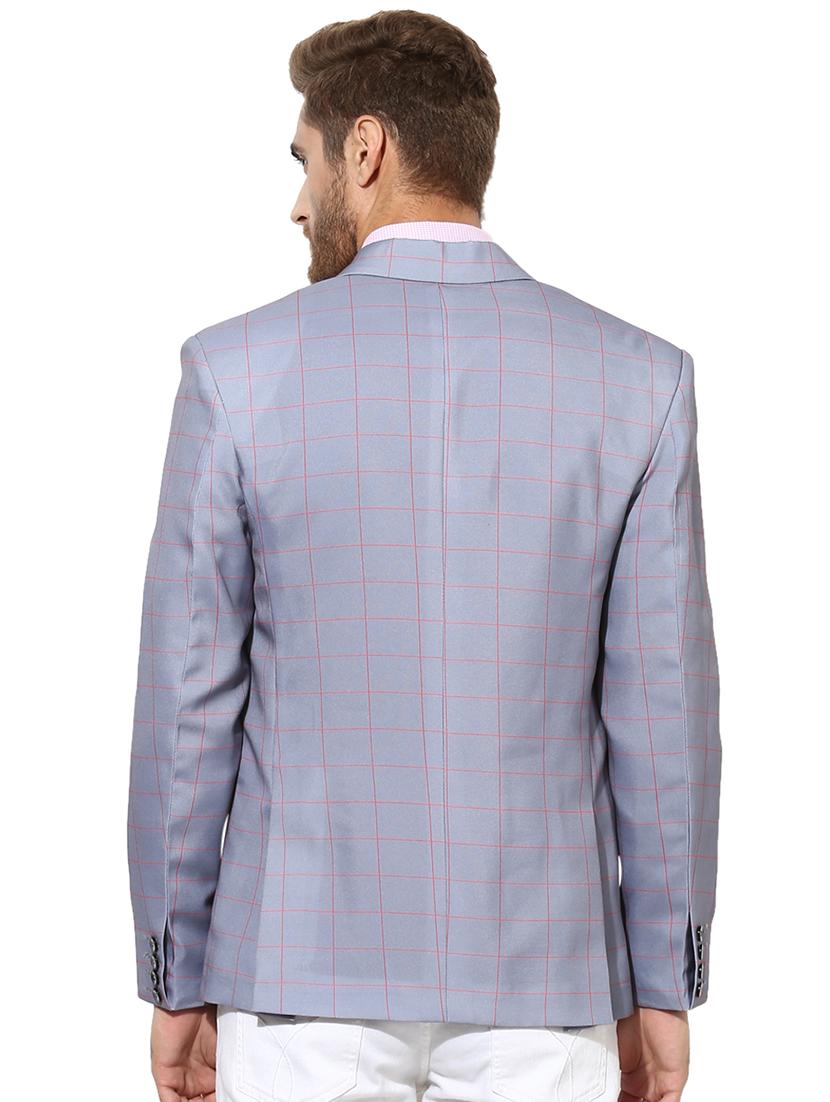grey checkered silk blend casual blazer - 17425459 - Zoom Image - 3