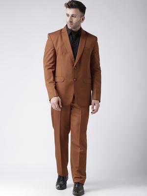 brown solid single breasted casual blazer - 17425495 - Standard Image - 4