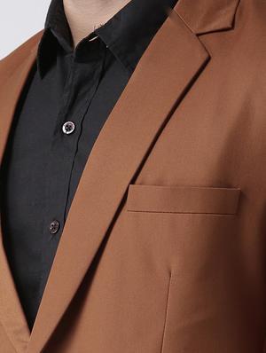 brown solid single breasted casual blazer - 17425495 - Standard Image - 5