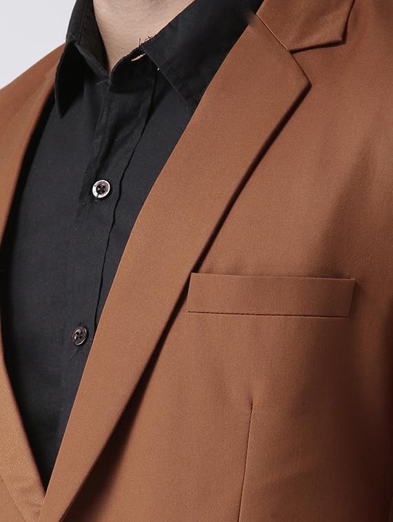 brown solid single breasted casual blazer - 17425495 - Zoom Image - 5