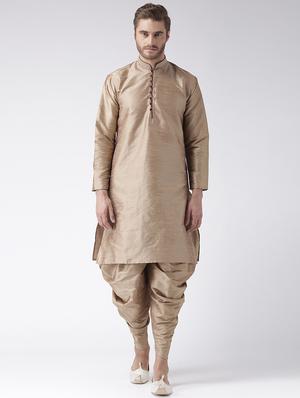 beige solid dhoti - 17425505 - Standard Image - 4
