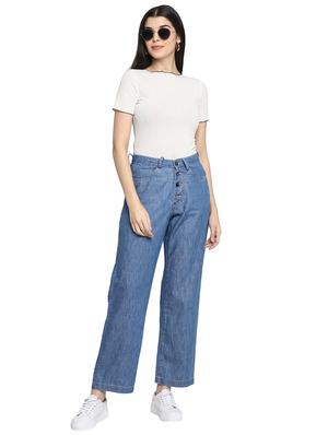 high rise denim trouser - 17425535 - Standard Image - 4