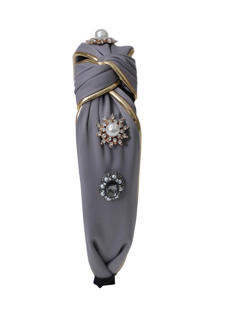 vembley grey embellished stylish and classic hairband for women - 17425608 - Zoom Image - 3