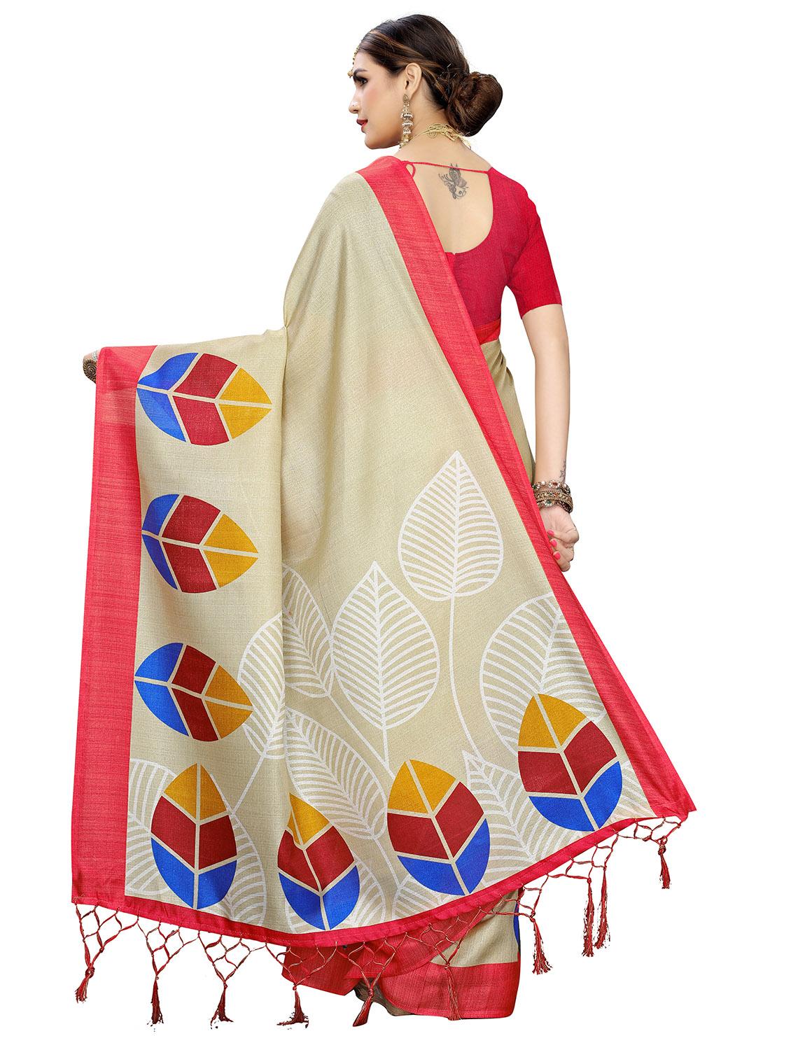 bordered printed saree with blouse - 17425651 - Zoom Image - 2