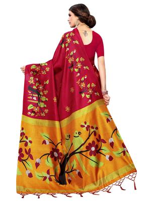 magenta printed saree with blouse - 17425657 - Standard Image - 2