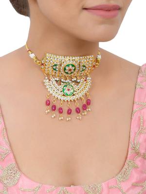 gold brass choker necklace - 17425707 - Standard Image - 4