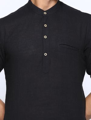 black solid short kurta - 17425726 - Standard Image - 5