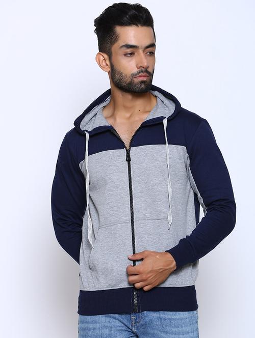 navy blue color block cut & sew sweatshirt - 17425767 - Standard Image - 1