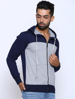 navy blue color block cut & sew sweatshirt - 17425767 - Standard Image - 2
