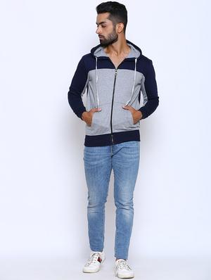 navy blue color block cut & sew sweatshirt - 17425767 - Standard Image - 4