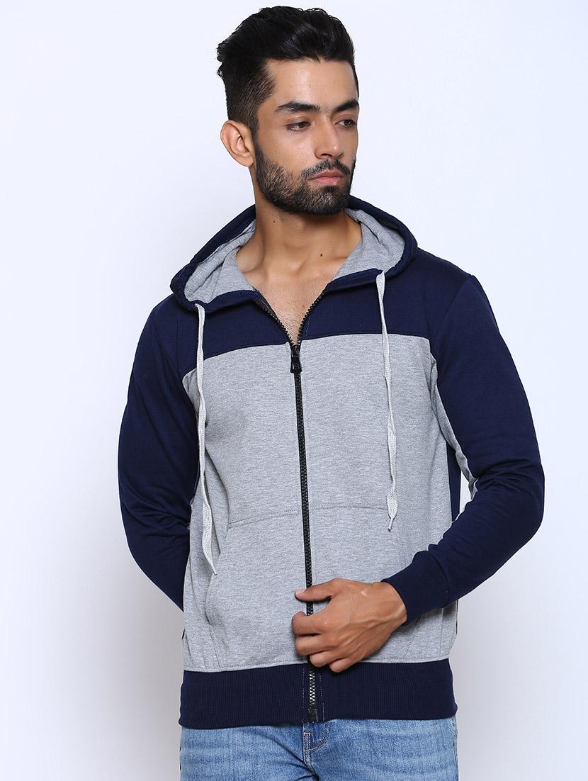 navy blue color block cut & sew sweatshirt - 17425767 - Zoom Image - 1