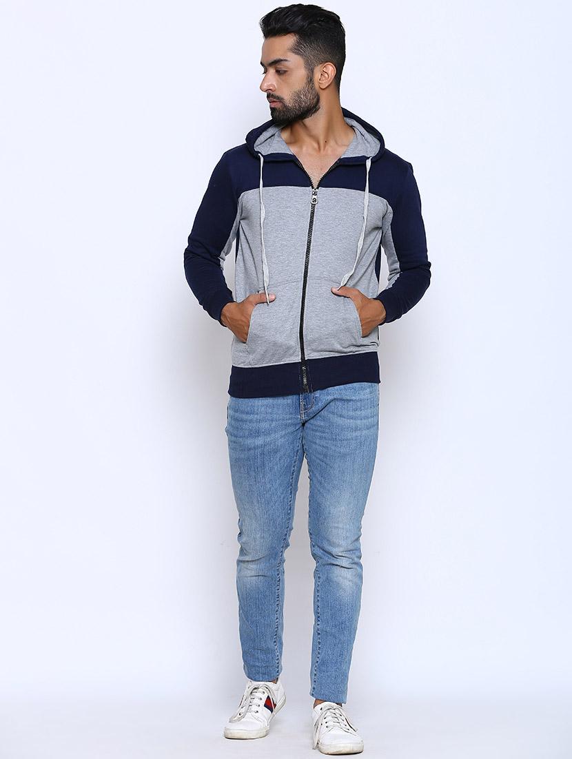 navy blue color block cut & sew sweatshirt - 17425767 - Zoom Image - 4
