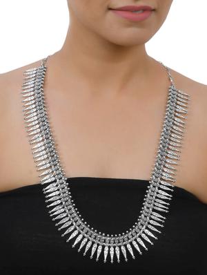 silver brass statement necklace - 17425783 - Standard Image - 4