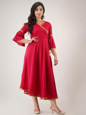 bell sleeves angrakha kurta - 17425913 - Standard Image - 2