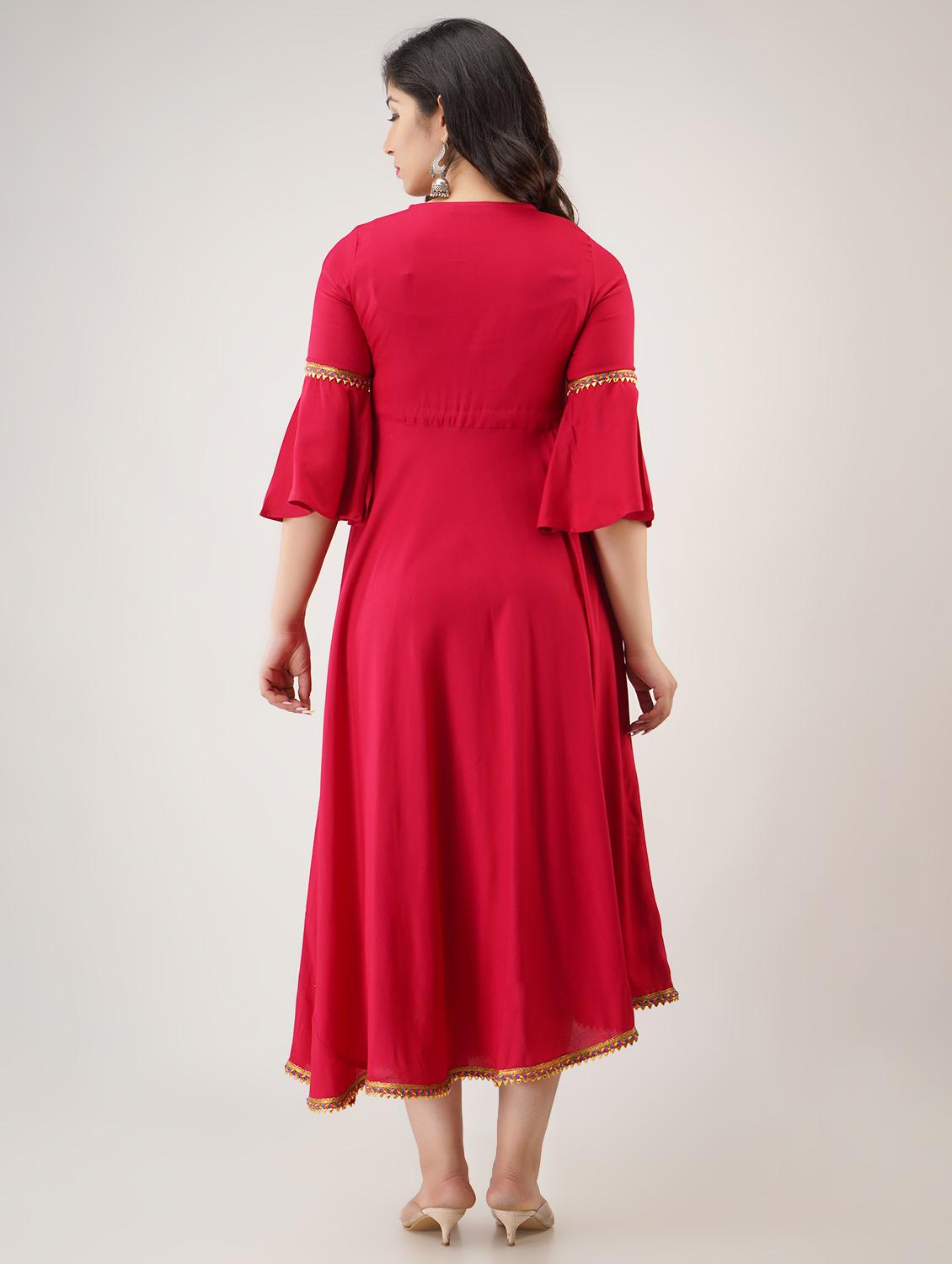 bell sleeves angrakha kurta - 17425913 - Zoom Image - 3