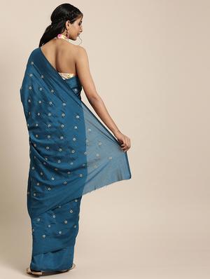 solid embroidered saree with blouse - 17425964 - Standard Image - 2