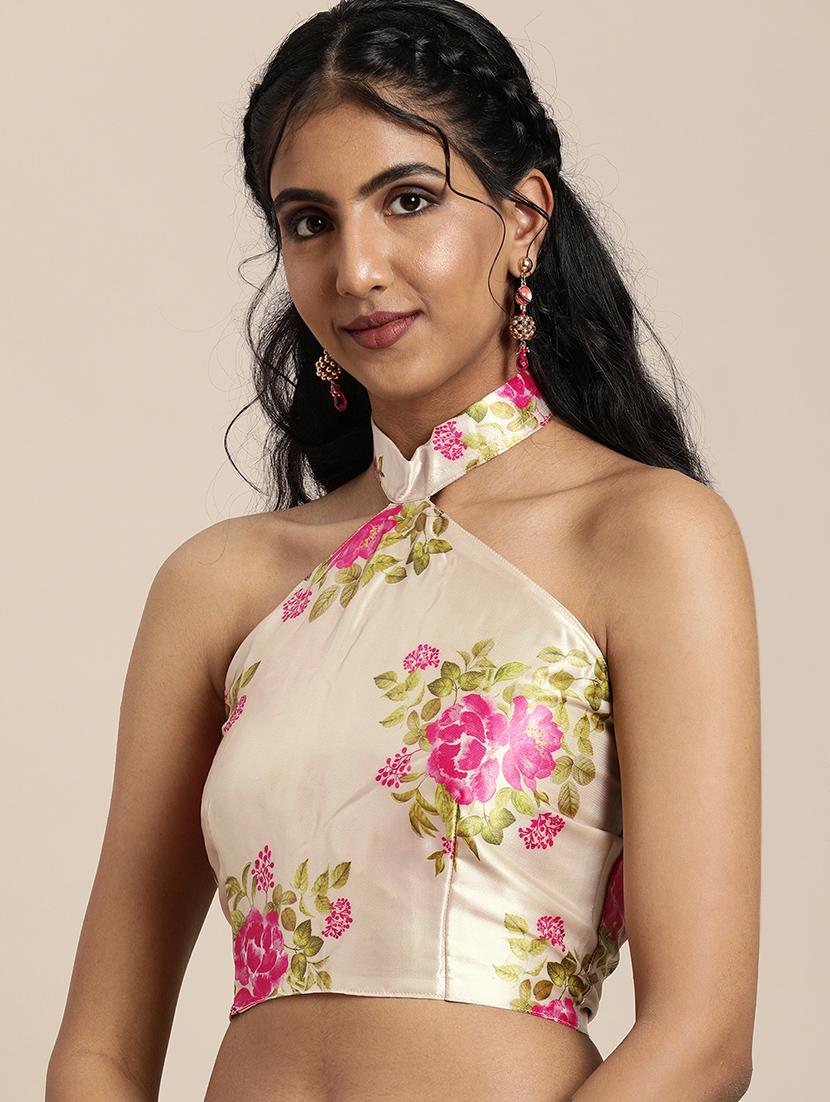 solid embroidered saree with blouse - 17425964 - Zoom Image - 3