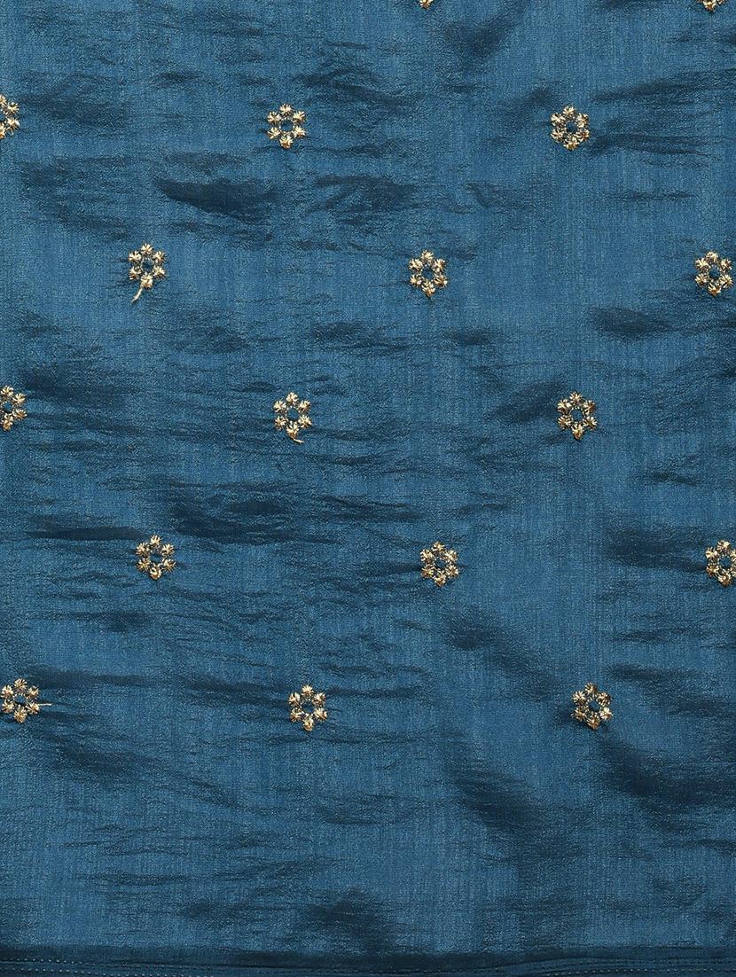 solid embroidered saree with blouse - 17425964 - Zoom Image - 4