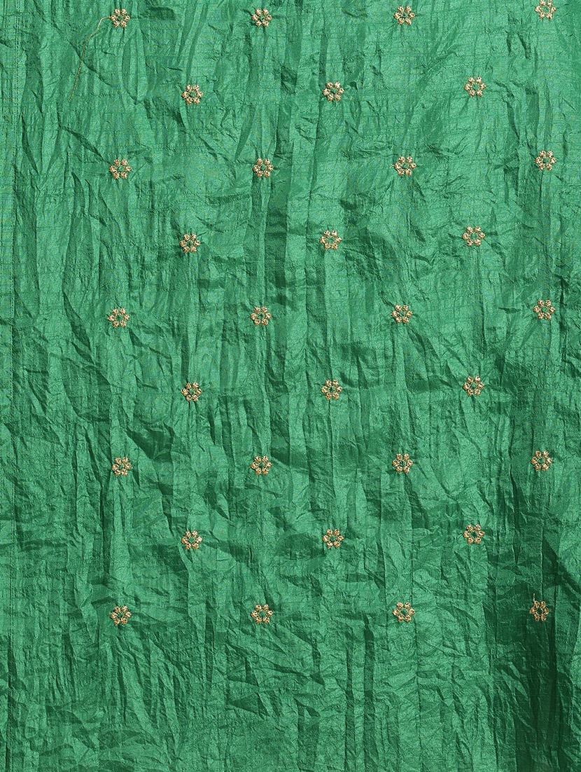 solid embroidered saree with blouse - 17425966 - Zoom Image - 5