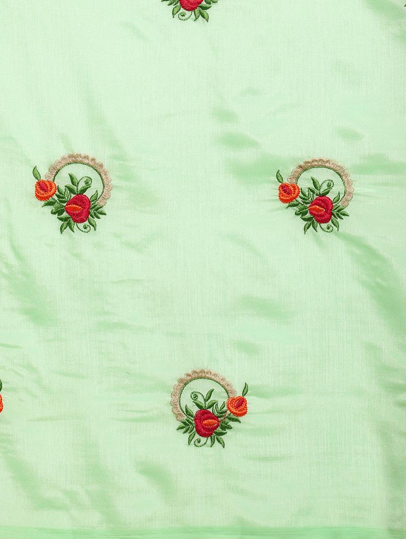 solid embroidered saree with blouse - 17425971 - Zoom Image - 5