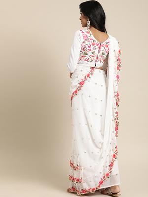 ruffle embroidered saree with blouse - 17425974 - Standard Image - 2