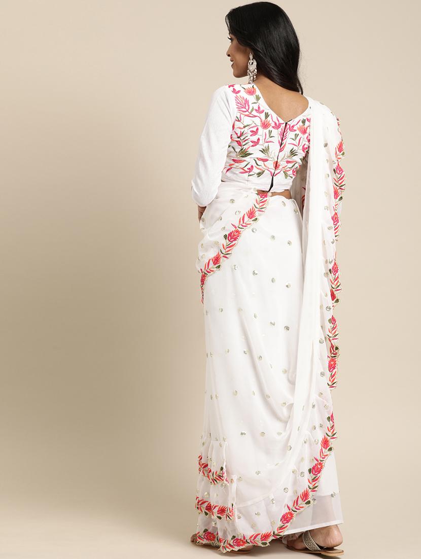 ruffle embroidered saree with blouse - 17425974 - Zoom Image - 2