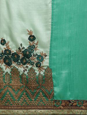 sea green embroidered saree with blouse - 17425981 - Standard Image - 4