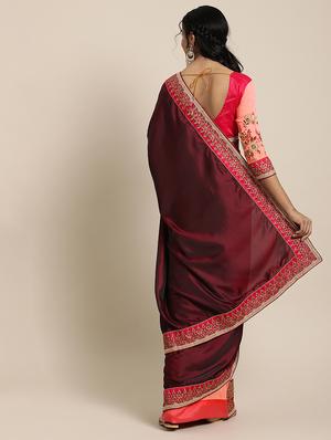 half & half embroidered saree with blouse - 17425982 - Standard Image - 2