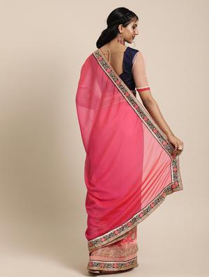 half & half embroidered saree with blouse - 17425983 - Standard Image - 2