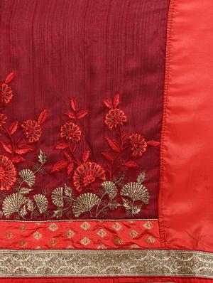 half & half embroidered saree with blouse - 17425986 - Standard Image - 5